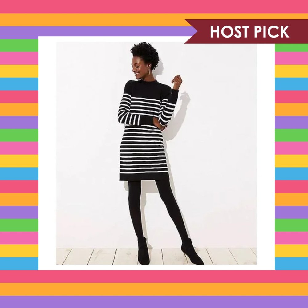 Loft Striped Back Button Sweater Dress (S)